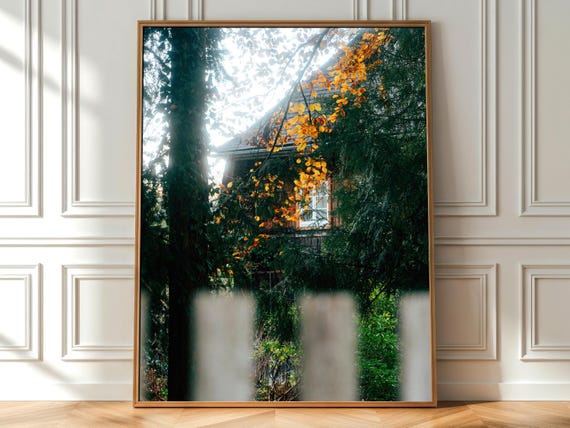 Rustic Cabin In Austrian Woods Photography Print Moody Autumn Landscape