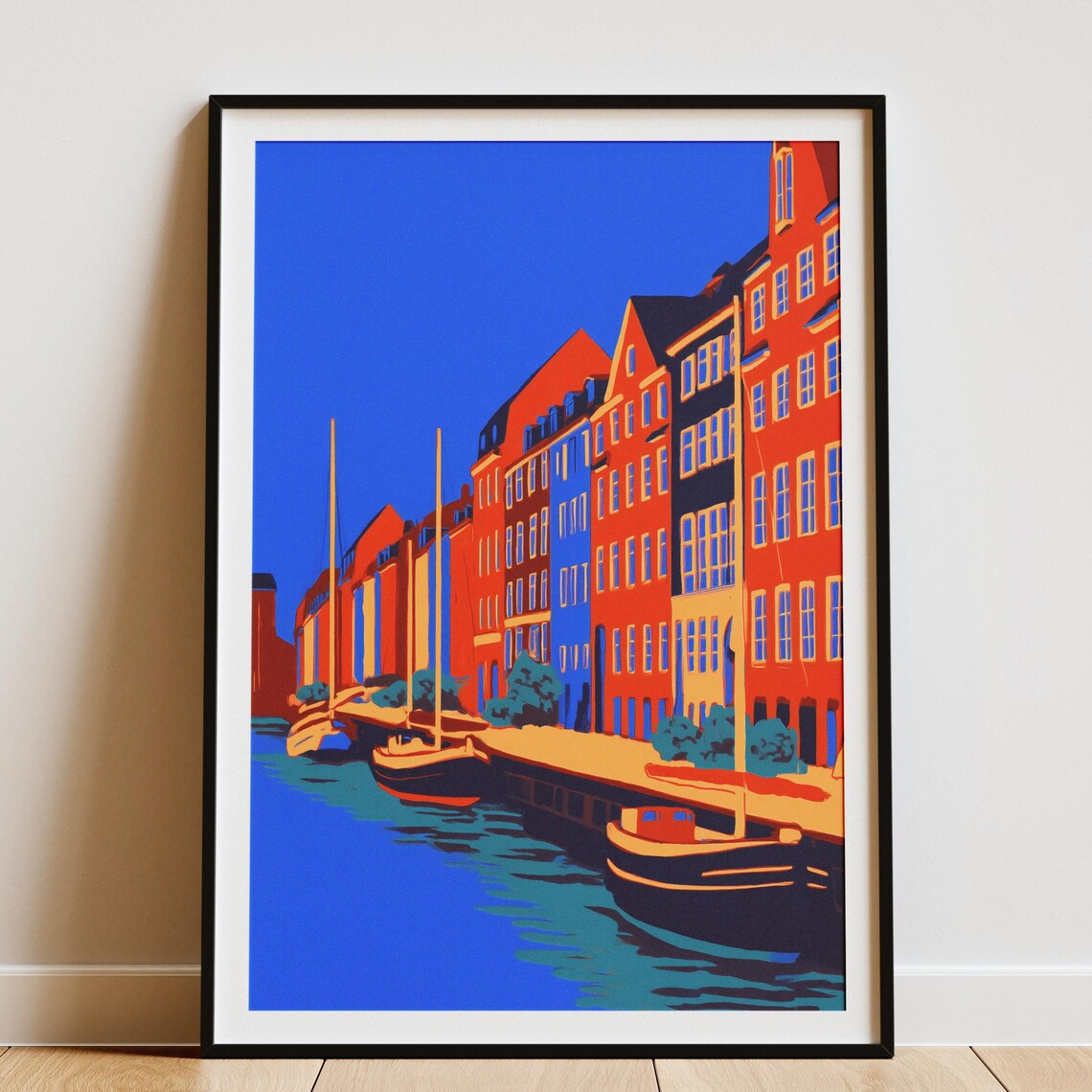 Copenhagen Denmark Nyhavn Canal Colorful Houses Travel Poster