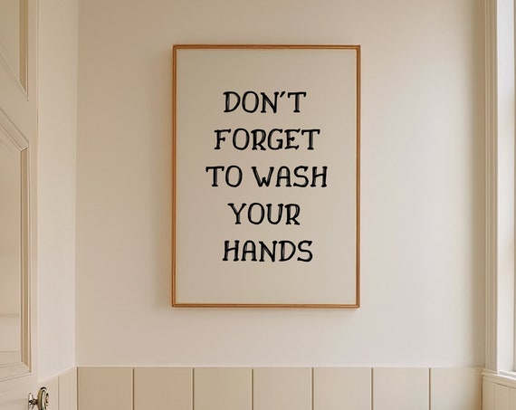 Wash Your Hands Vintage Bathroom Poster, Retro Humor