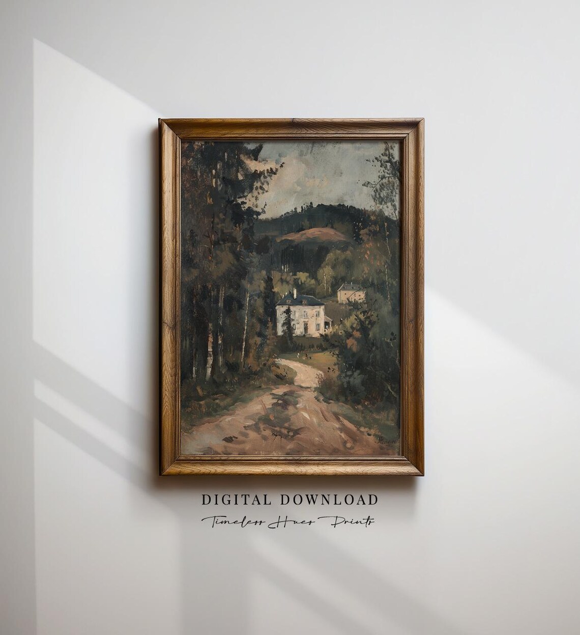 Rustic Country Manor Woodland Path Antique Style Painting Poster