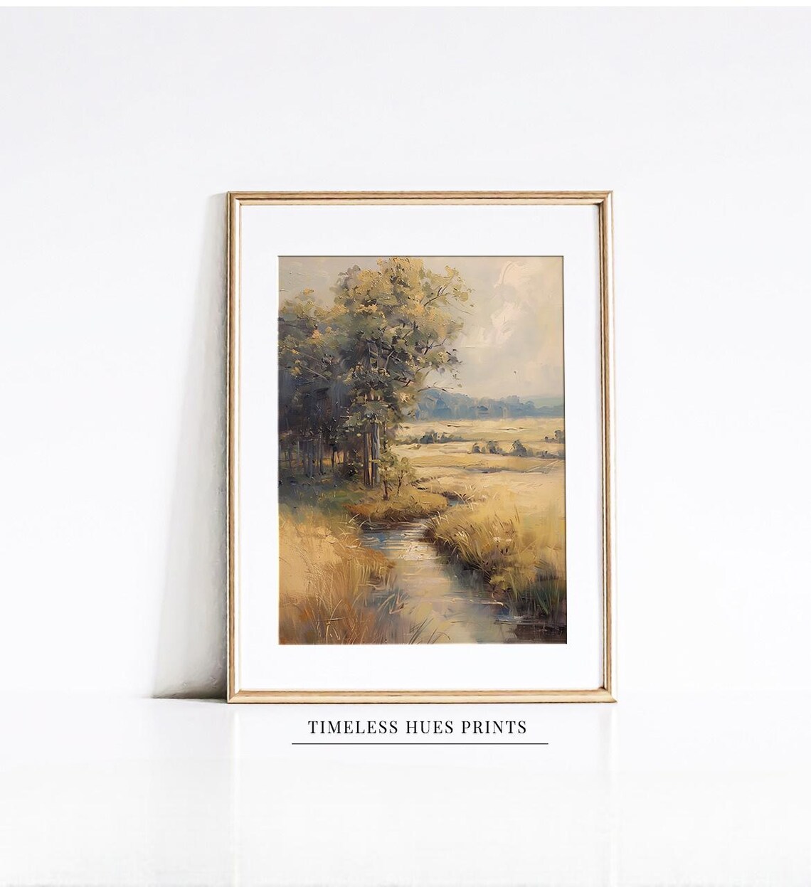 Quiet Creek Meadow Vintage Soft Oil Painting Landscape Poster