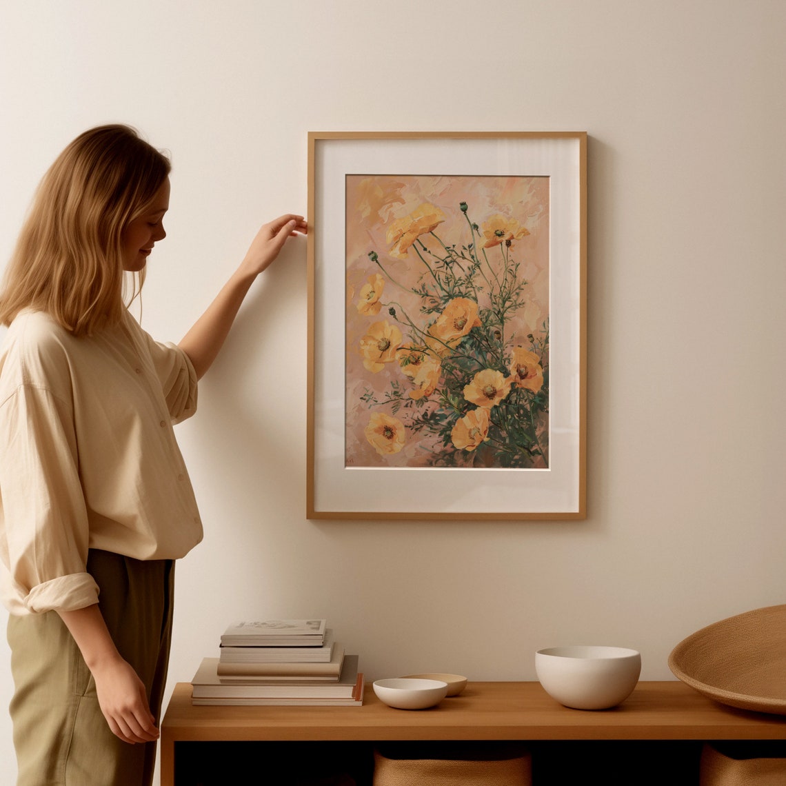 Poppy Bouquet Flower Painting Wildflower Painting Vintage Flower Painting Botanical Print Art 1 230 - Image 2