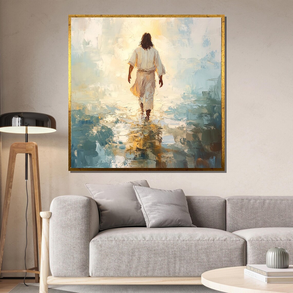 Jesus Walking On Water, Abstract Christian Faith Art