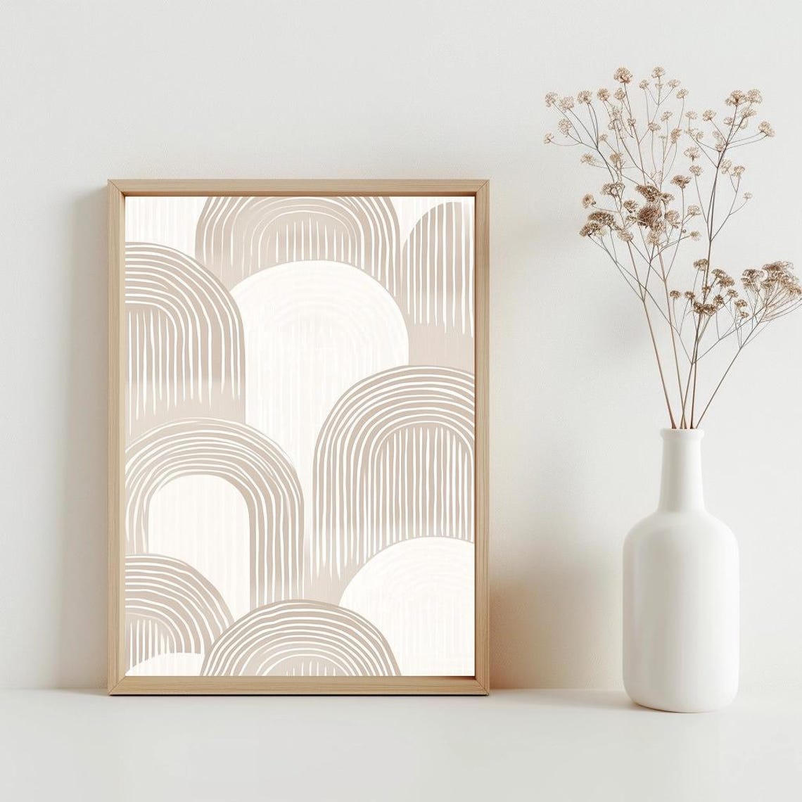 Beige Minimalist Wall Art Boho Decor Abstract Print Geometric Neutral Instant Poster Sg178