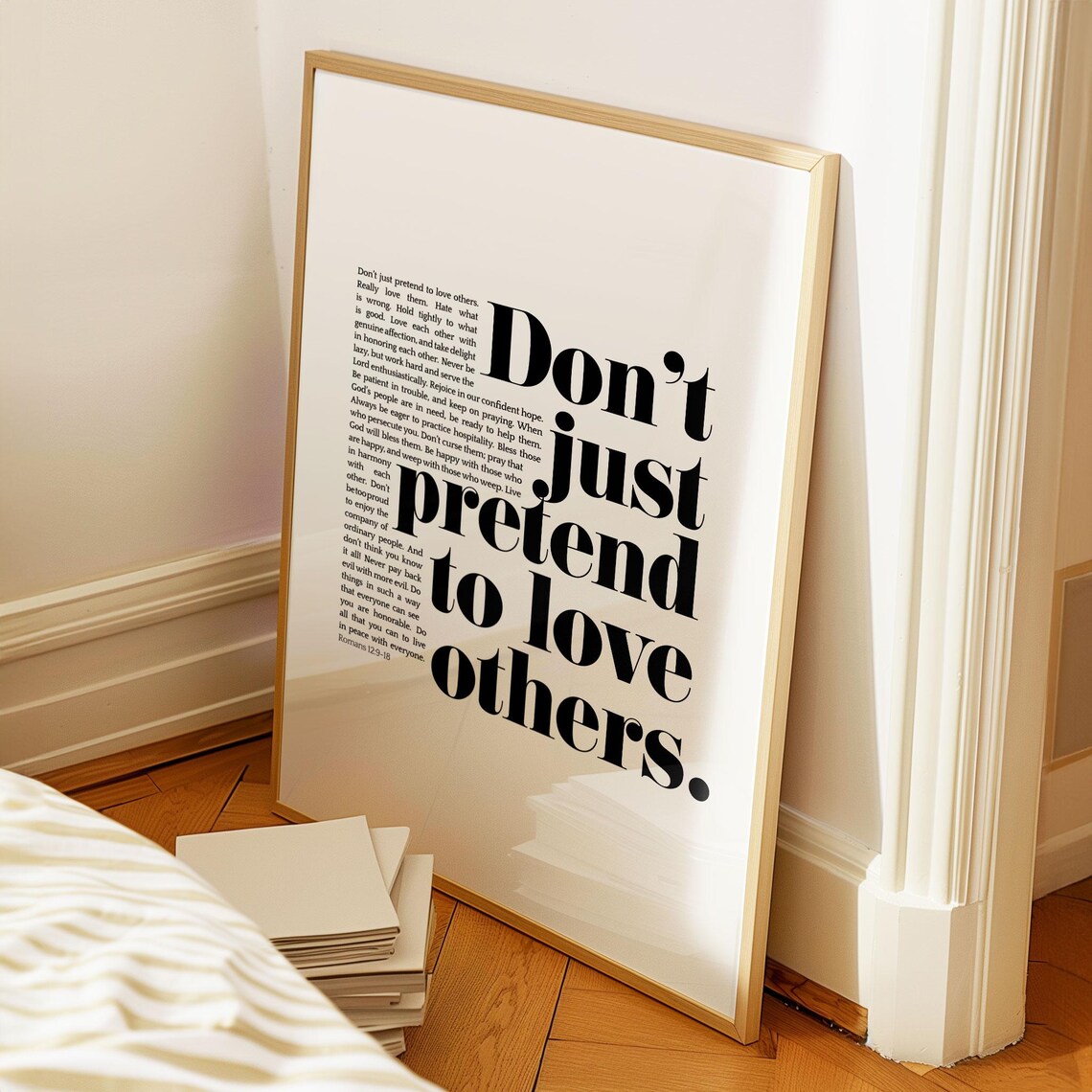 Don't Just Pretend To Love Others Romans 12 9 18 Bold Serif Verse Poster - Image 2