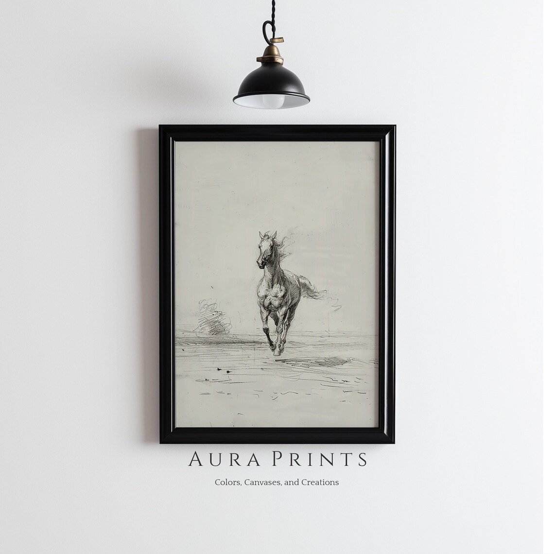 Horse Sketch Vintage Line Art, Rustic Farmhouse
