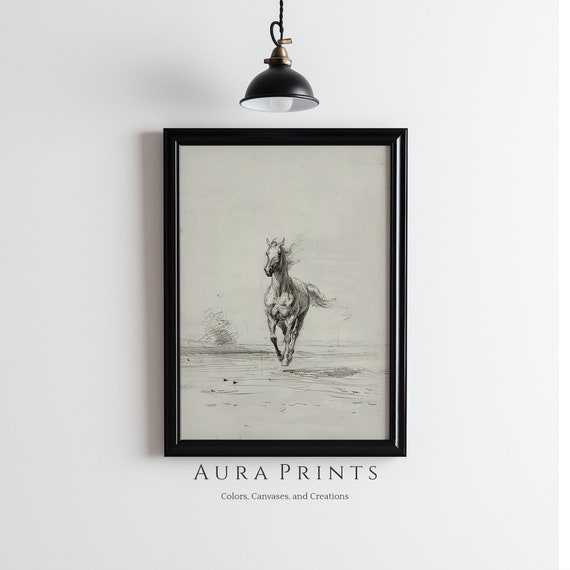 Horse Sketch Vintage Line Art, Rustic Farmhouse