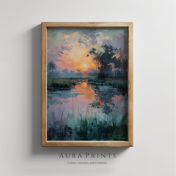 Impressionist Summer Sunrise Landscape Wall Art Painting 0004