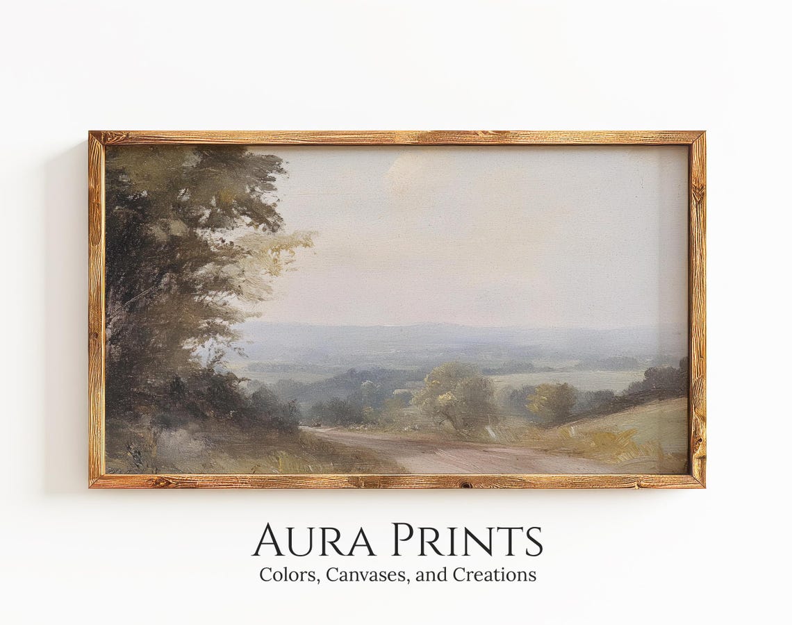 Misty Valley View Rolling Hills Soft Vintage Oil Painting Poster