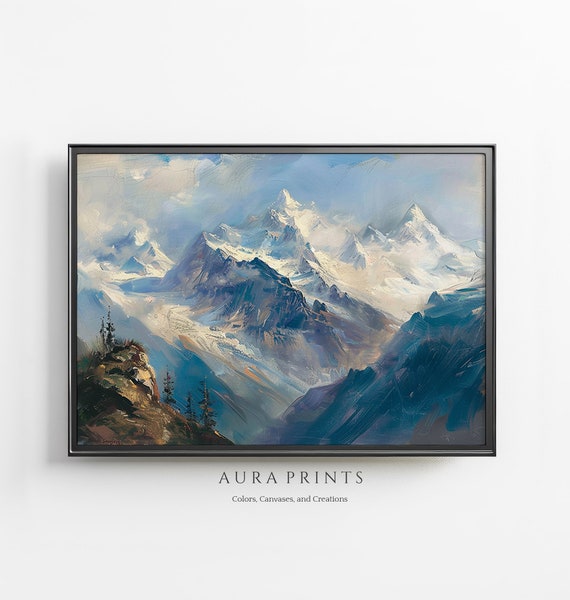 Mountain River Spring Scene Painting Landscape Art 0115