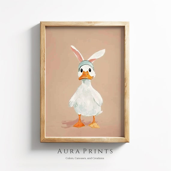 Cute Easter Duck Painting Wall Art Gift 0375