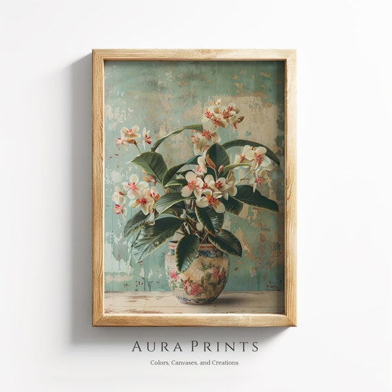 Lush Hoya Obovata Summer Blossom Wall Art Print For Cottage 0448