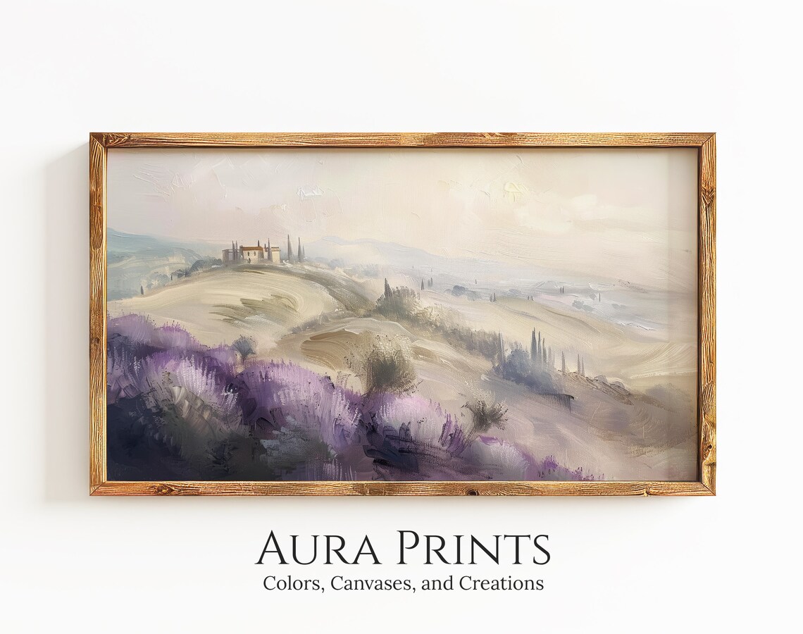Lavender Hills European Farmhouse Soft Neutral Landscape Poster