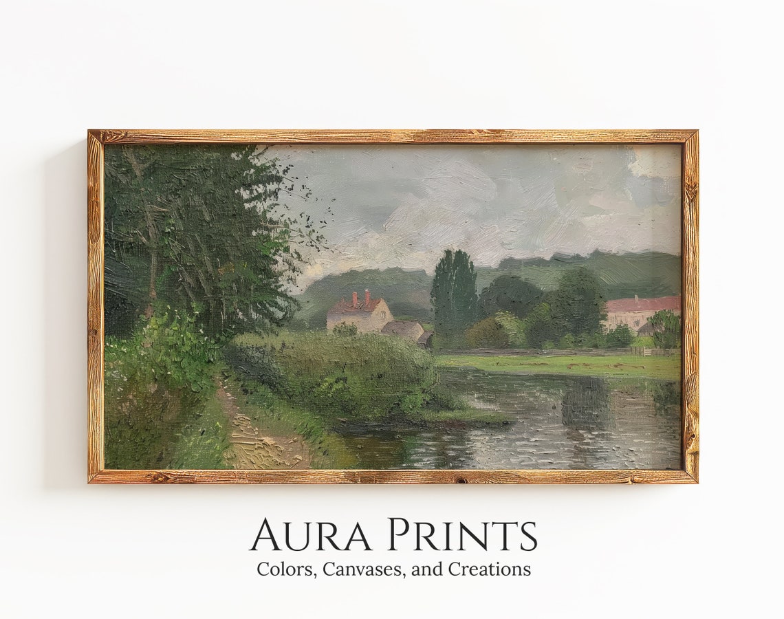 Old Mill Cottage by the Creek Soft Tone Vintage Landscape Poster