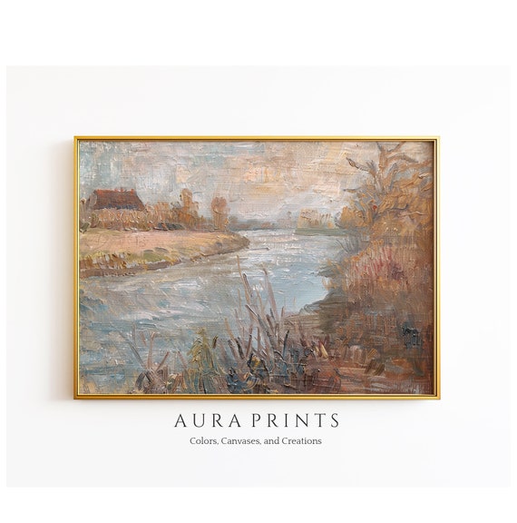 Paul Gauguin Seine River Landscape Muted Color Wall Art Masterpiece Rustic Farmhouse Cottage Decor 0792