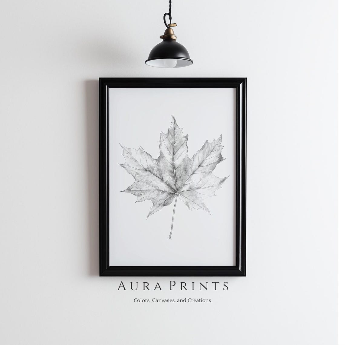 Delicate Maple Leaf Botanical Pencil Sketch Minimalist Line Art Poster