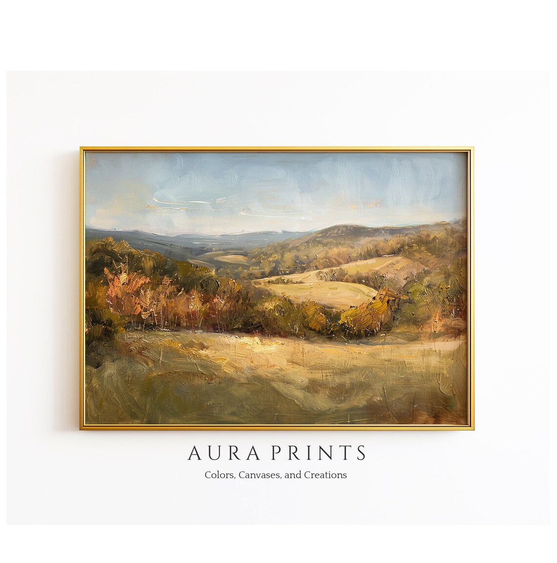 Summer Fields Farm Valley Golden Afternoon Landscape Art Poster