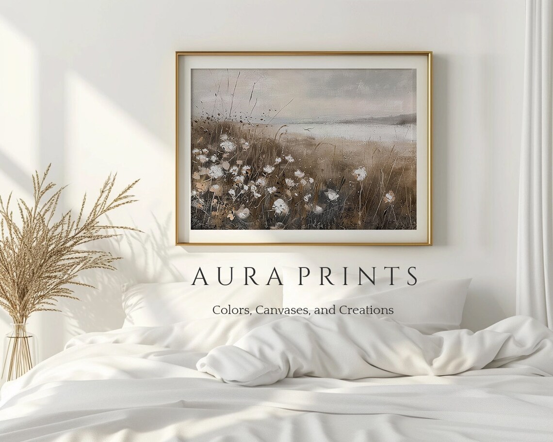 Whispering Meadows Abstract Nature Contemporary Field Art Neutral Tones Decor Textured Landscape 00035