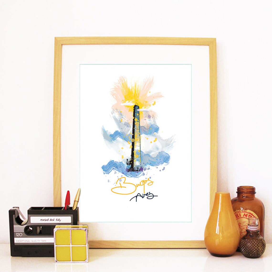 Buenos Aires Skyline, Watercolor Travel Poster - Image 2