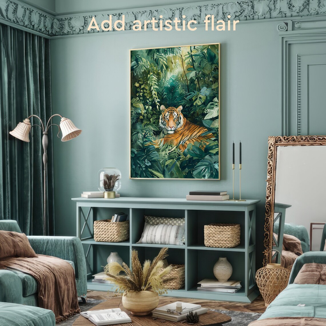 Vintage Tiger Poster, Wild Animals Nursery Decor - Image 2