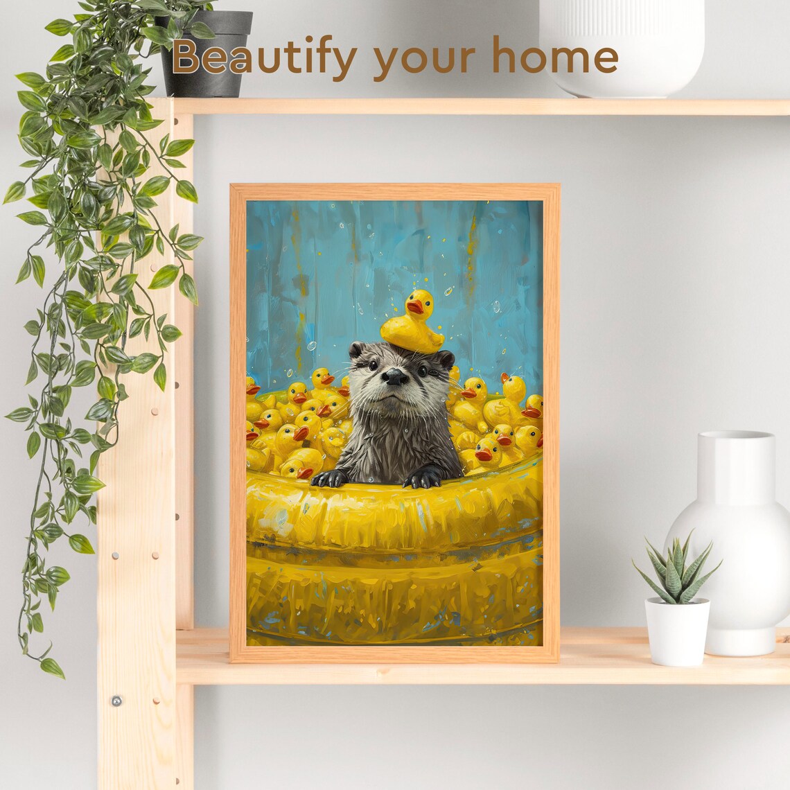 Funny Sea Otter Bathroom Wall Art Poster - Image 3