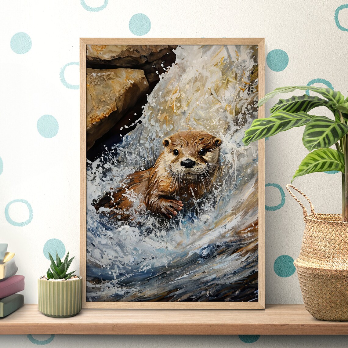River Rapids Wildlife Otter Nursery Decor Art Print