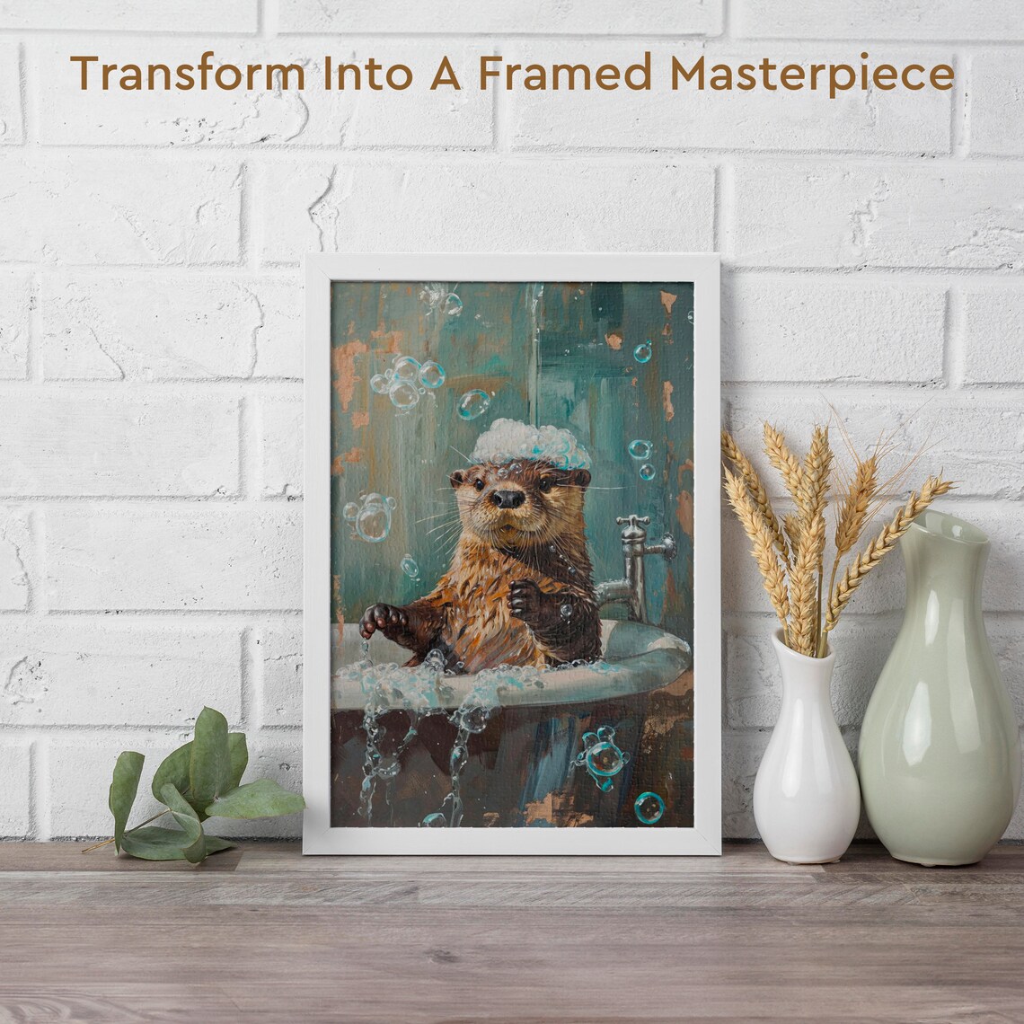 Bathtub Bubble Bath Otter, Funny Wall Art Print - Image 2