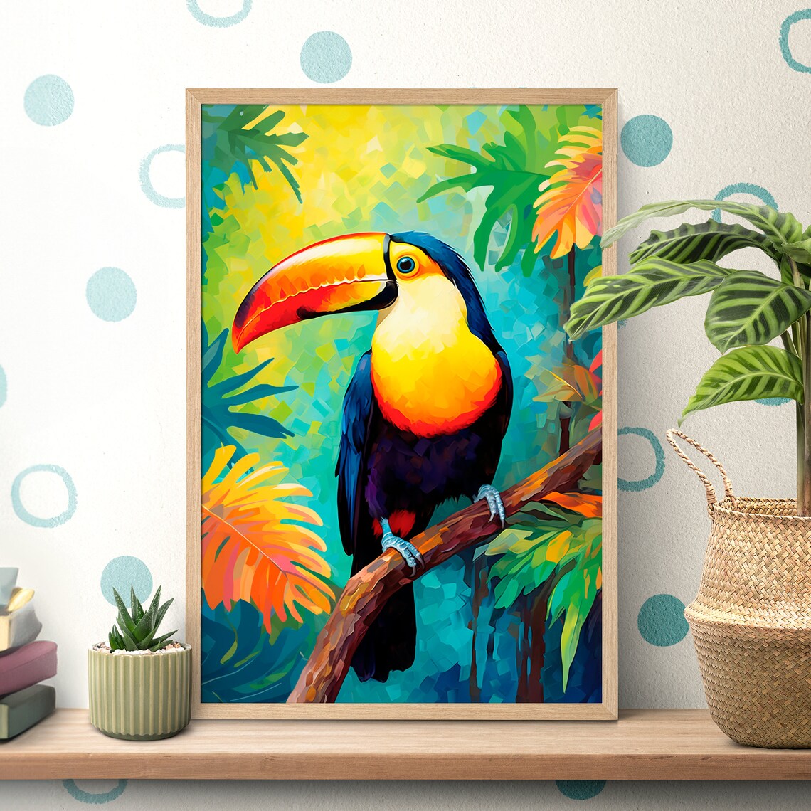 Toucan Vintage Bird Poster, Tropical Jungle Decor