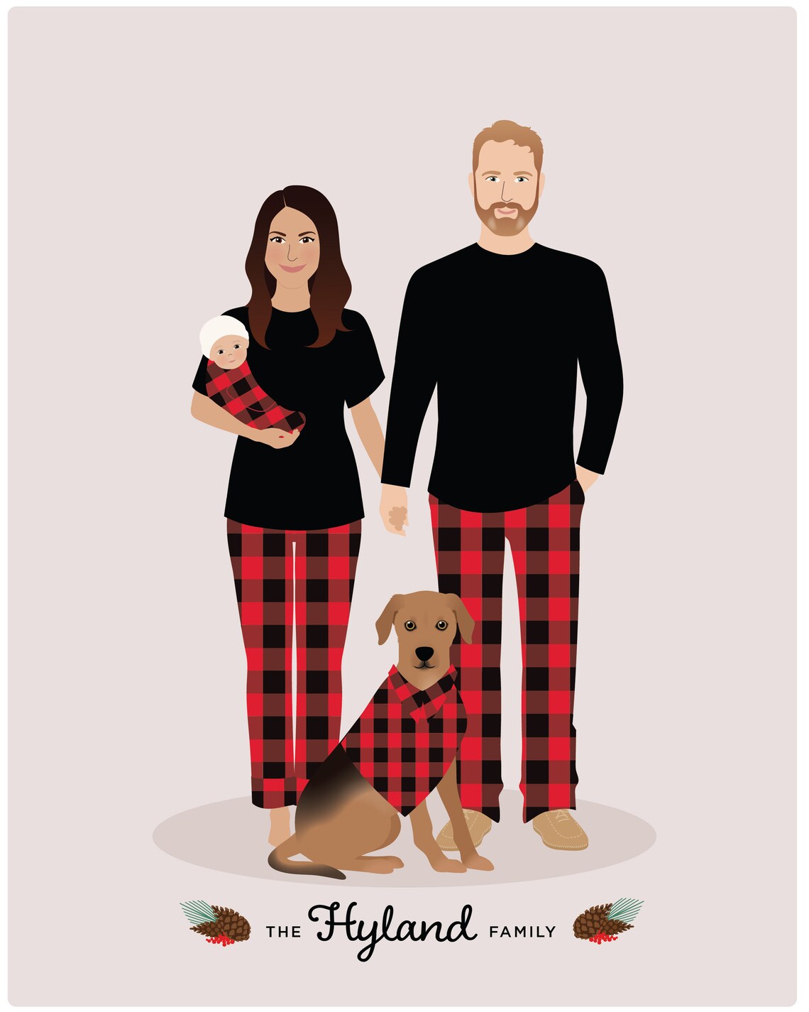 Family Portrait With Pet, Custom Art Print - Image 4