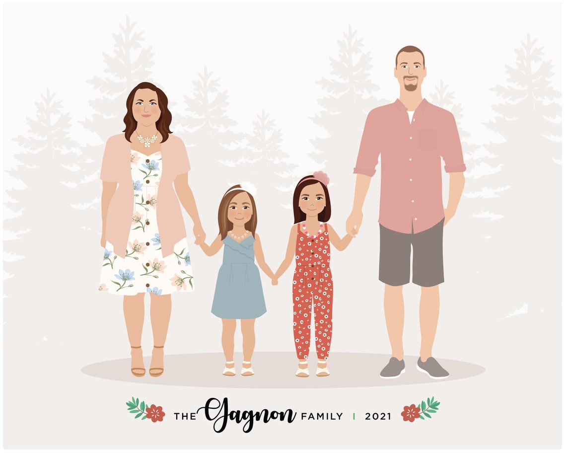 Custom Family Portrait Bespoke Family Portrait Personalized Family Picture - Image 3