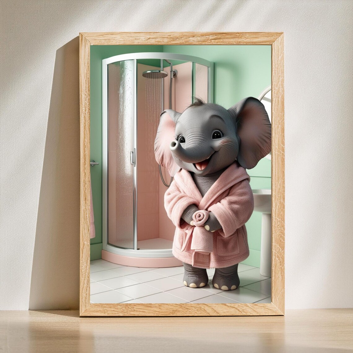 Adorable Elephant Art Print, Bathroom Decor