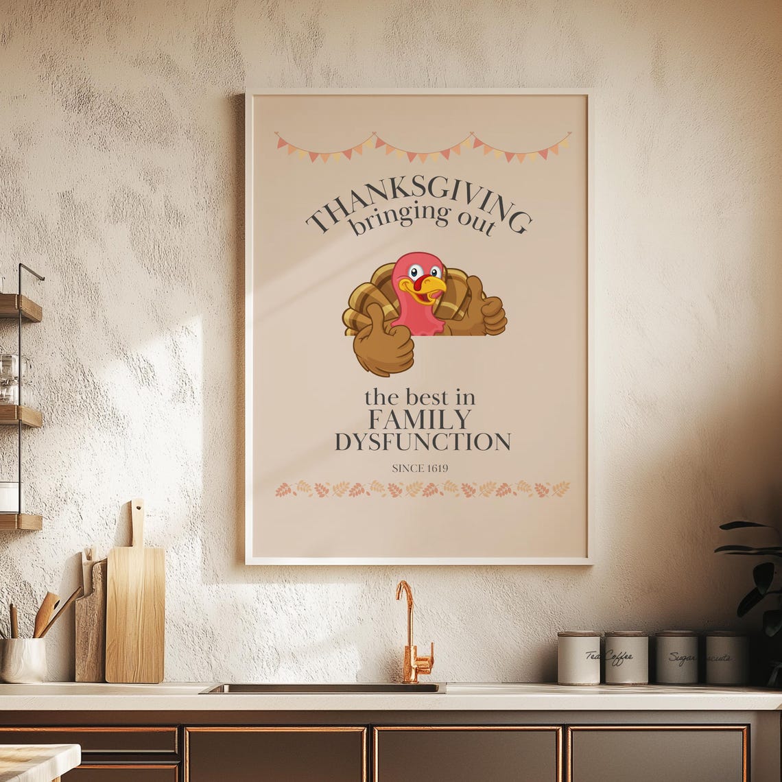 Thanksgiving Family Dysfunction Cartoon Turkey Funny Holiday Print