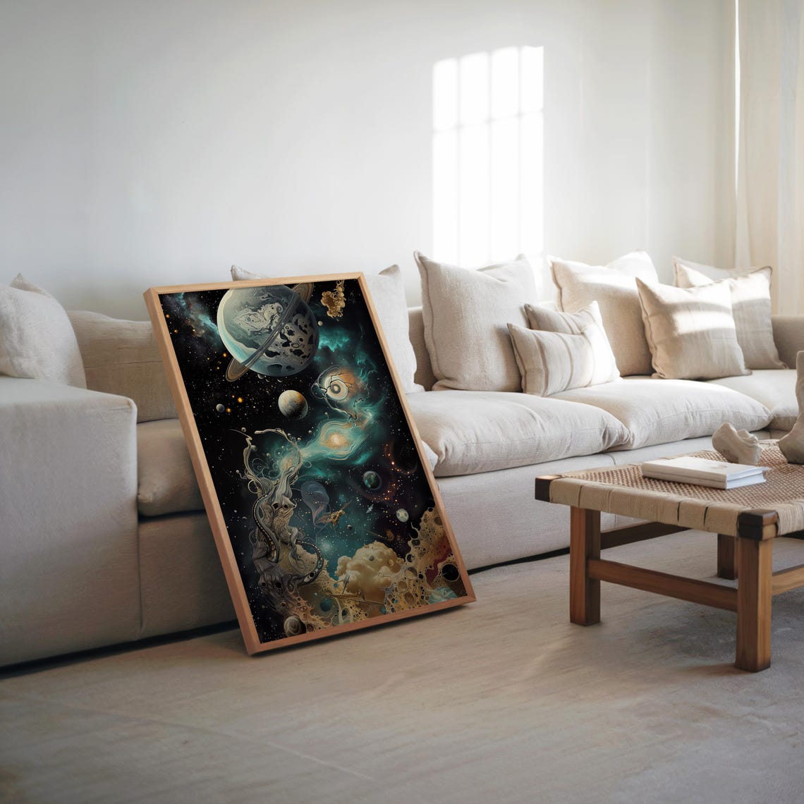 Cosmic Planets Nebula Deep Space Surreal Galaxy Abstract Wall Art