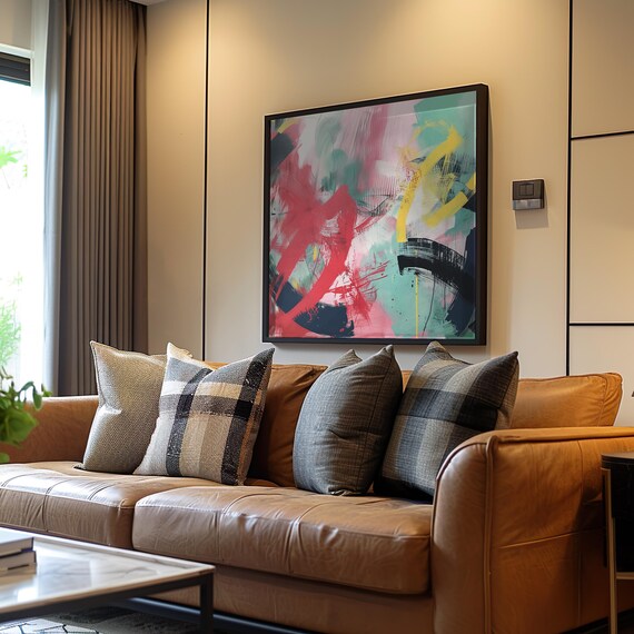 Colorful Expressionism Midcentury Modern Art Acrylic Screen Print Poster Retro Pastel Vibrance Abstract Artwork Wall