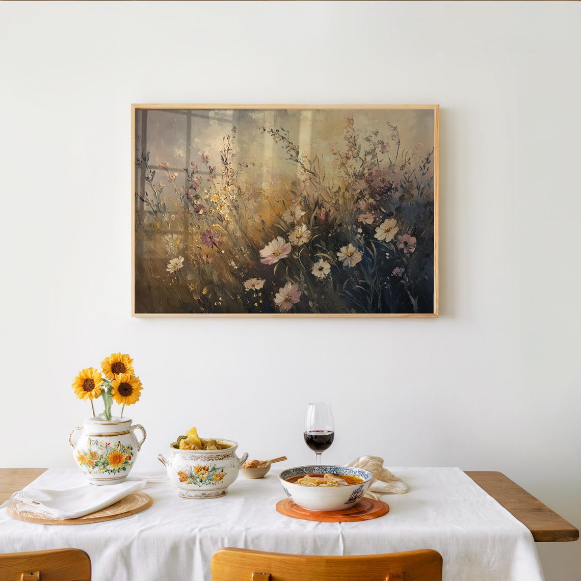 Impressionist Wildflower Field Warm Sunset Floral Wall Poster