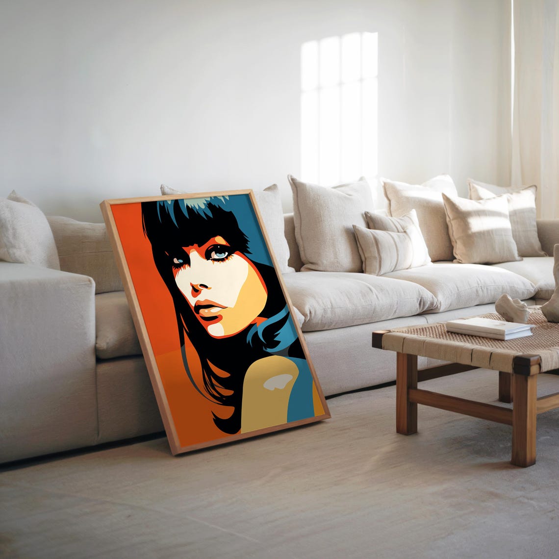 Pop Art Woman Portrait Orange Blue Bold High Contrast Poster
