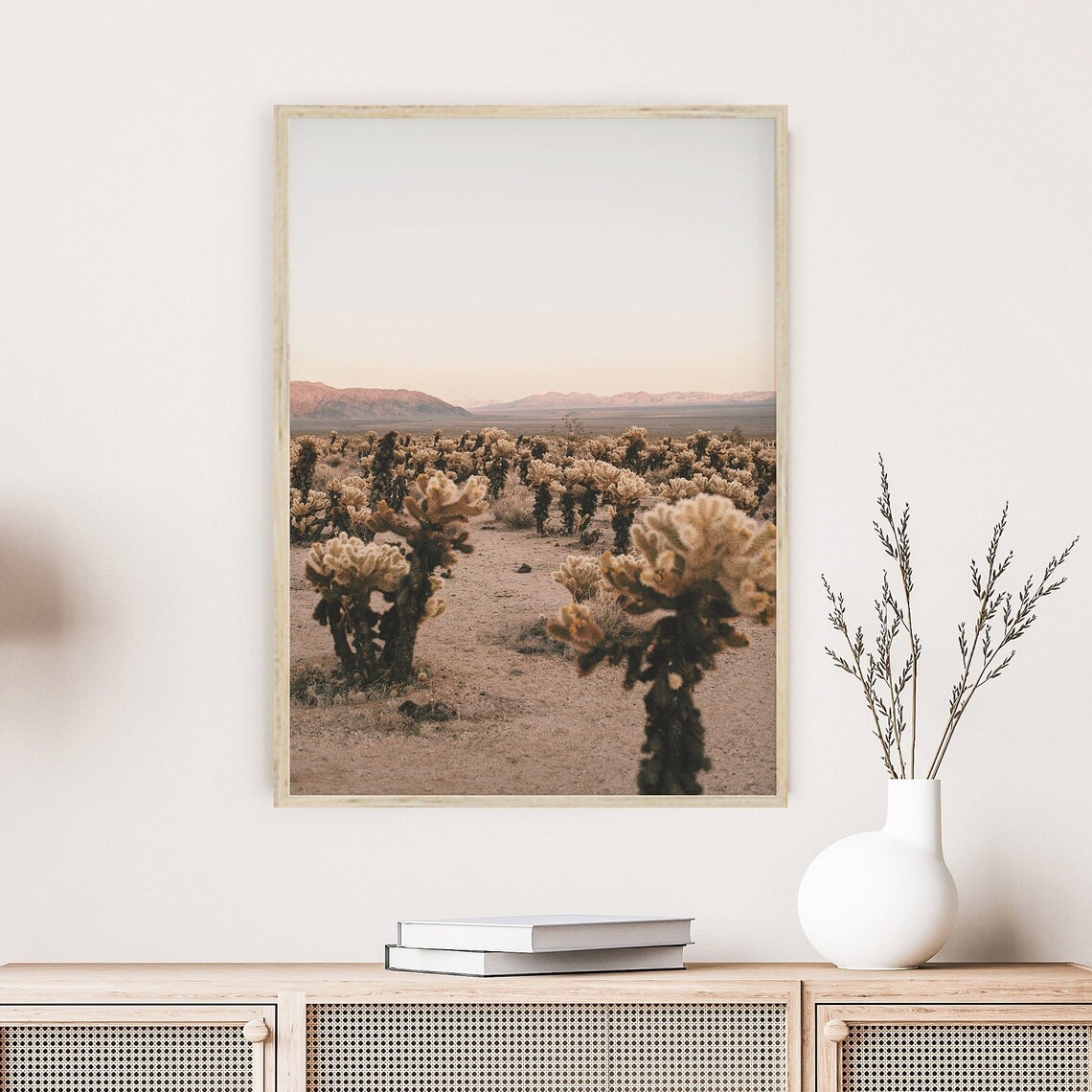 Cholla Cactus Print, Southwestern Desert Landscape - Image 2