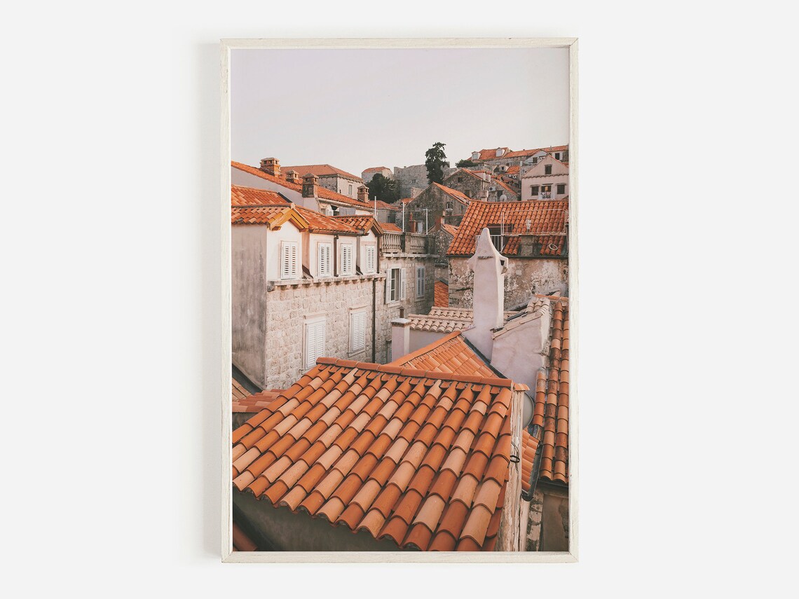 Dubrovnik Aerial City Print, Croatia Travel Poster