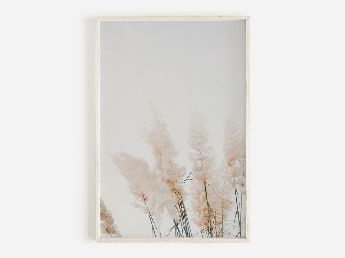 Pampas Grass Boho Art Print, Neutral Summer Field