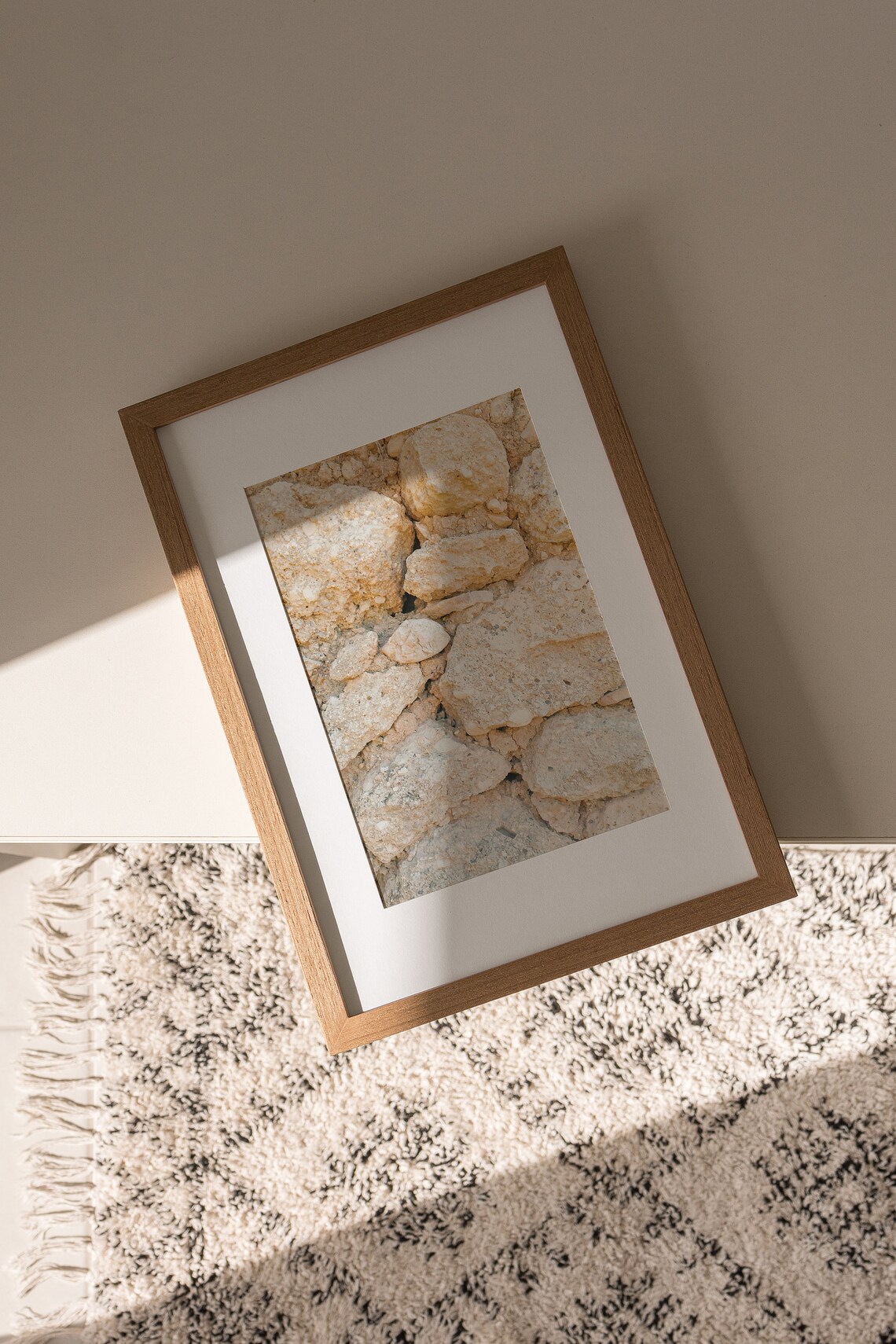 Stone Wall Beige Neutral Texture Art Print - Image 3