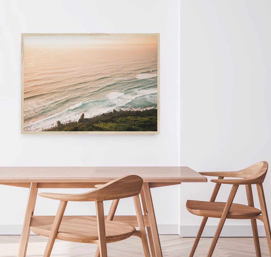 Aerial Beach Sunset Pastel Art Print, Coastal Landscape - Image 3