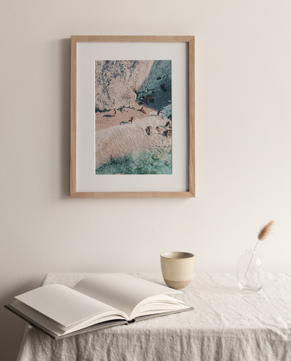 People On The Beach Santorini Coastal Wall Art - Image 3