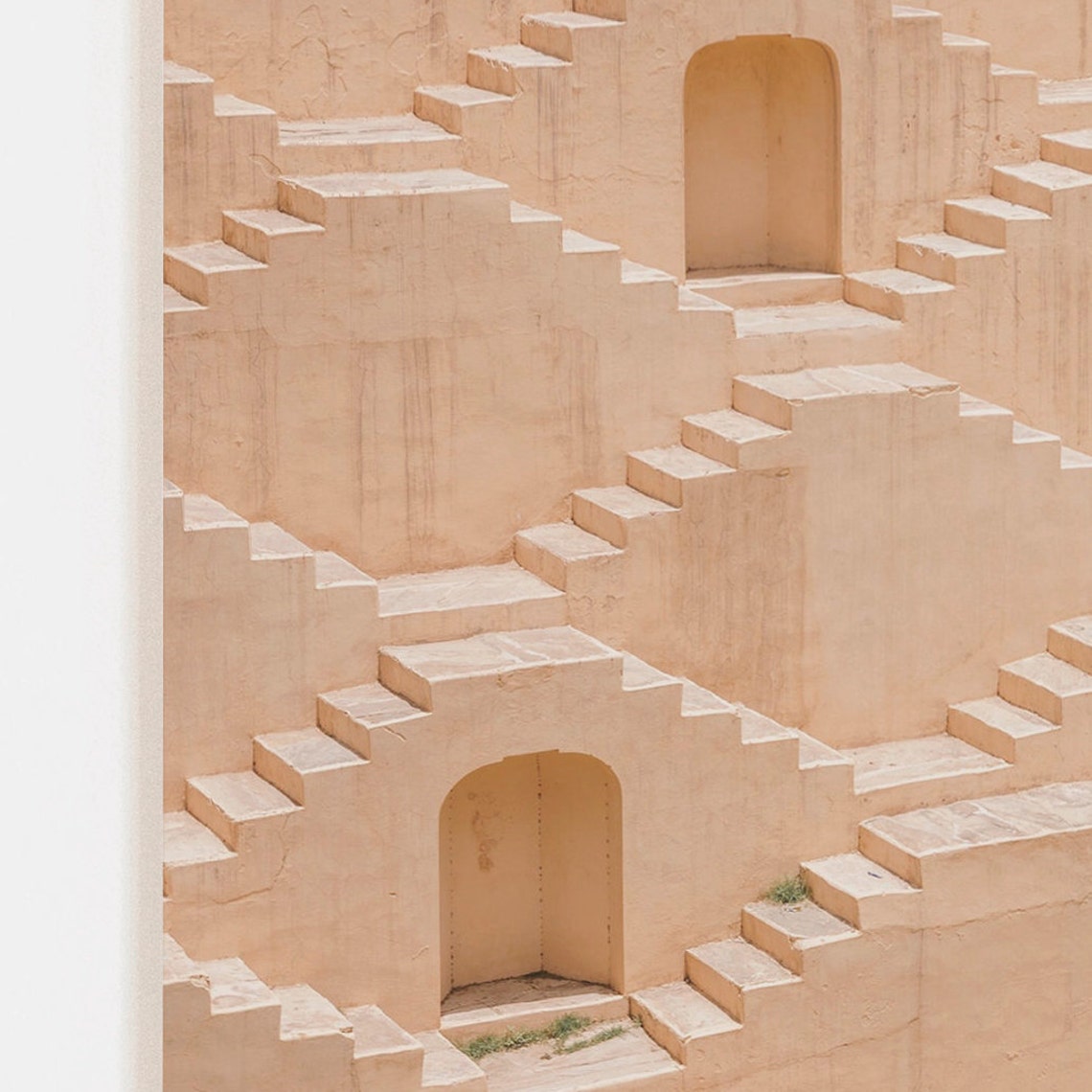 India Stepwell Geometric Staircase Ancient Architecture Travel Poster - Image 2