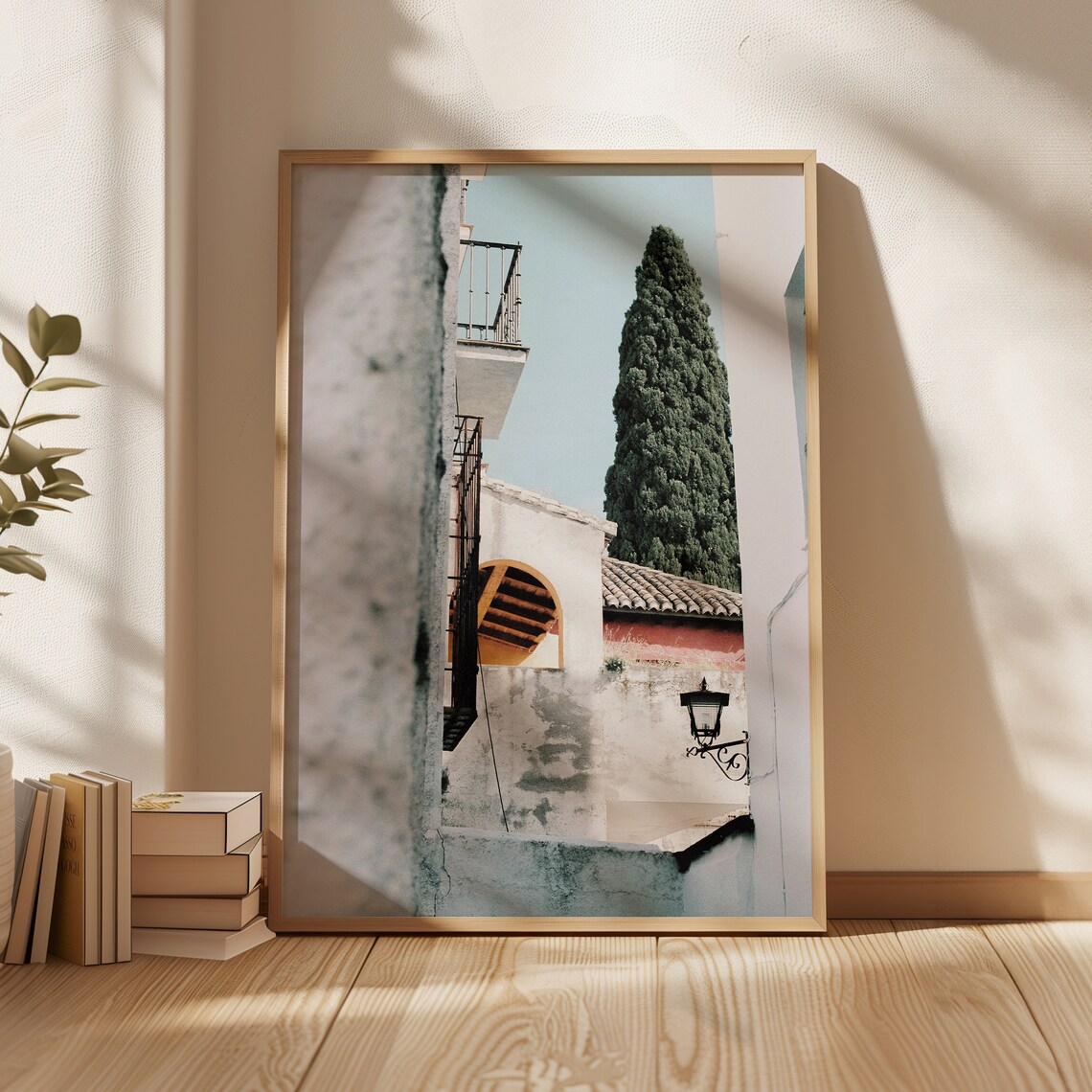 Italy Mediterranean Old Town Whitewashed Cypress Alley Photo Poster - Image 4