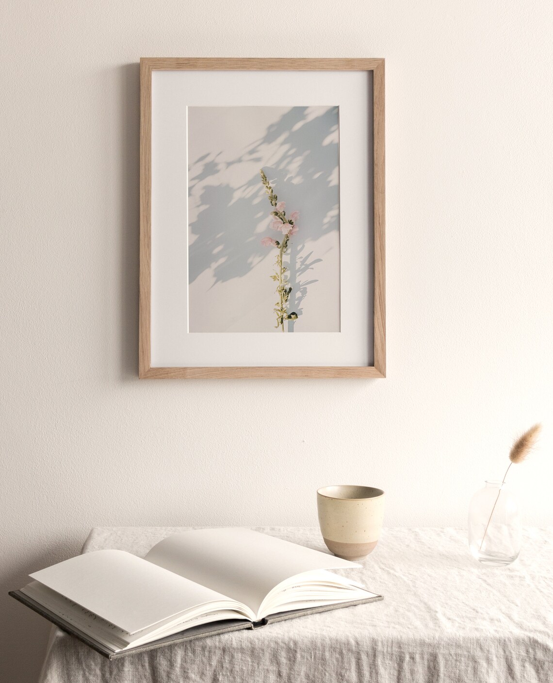 Pink Snapdragon Blossom Light Shadow Minimalist Floral Art Poster - Image 3