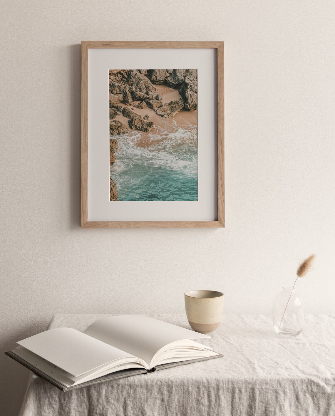 Rocky Coast Beach Surf Print, Boho Coastal Decor - Image 3