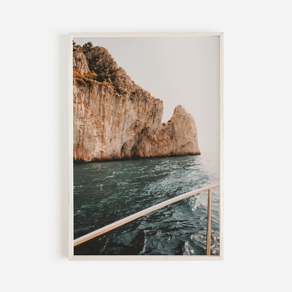 Amalfi Coast Italy Yacht Deck View Rugged Limestone Cliffs Poster