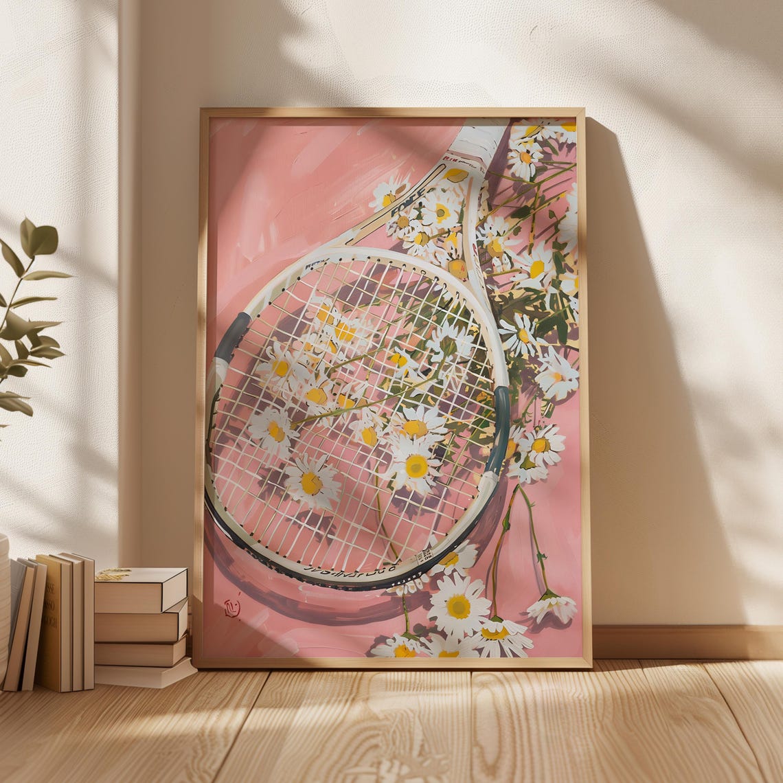 Vintage Tennis Racket Print Pastel Girly Sport Art Daisy Flowers Poster Tennis Aesthetic Pastel Athletic Print Trendy Tennis Artwork - Image 4