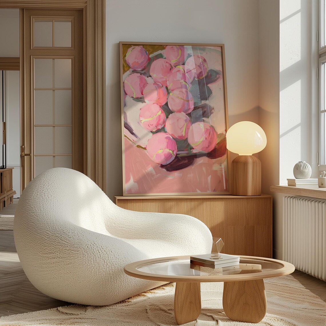 Bowl Of Pink Tennis Balls Girly Sports Still Life Painting Art Poster - Image 2