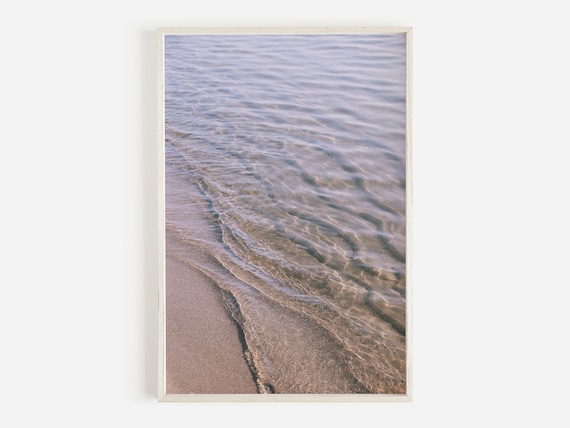 Gentle Ocean Ripples Pastel Sand Shoreline Minimal Travel Poster